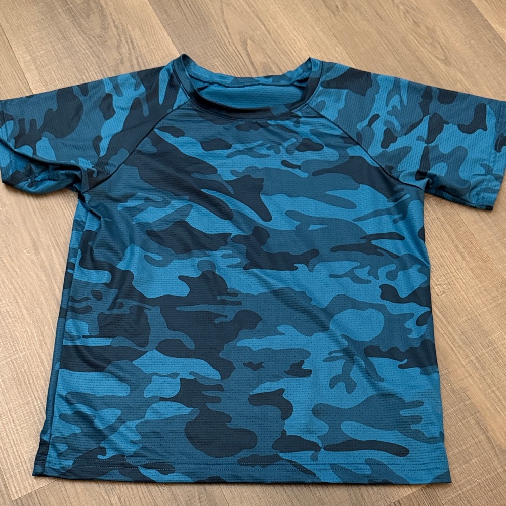 Kids Blue Camo Swim Shirt